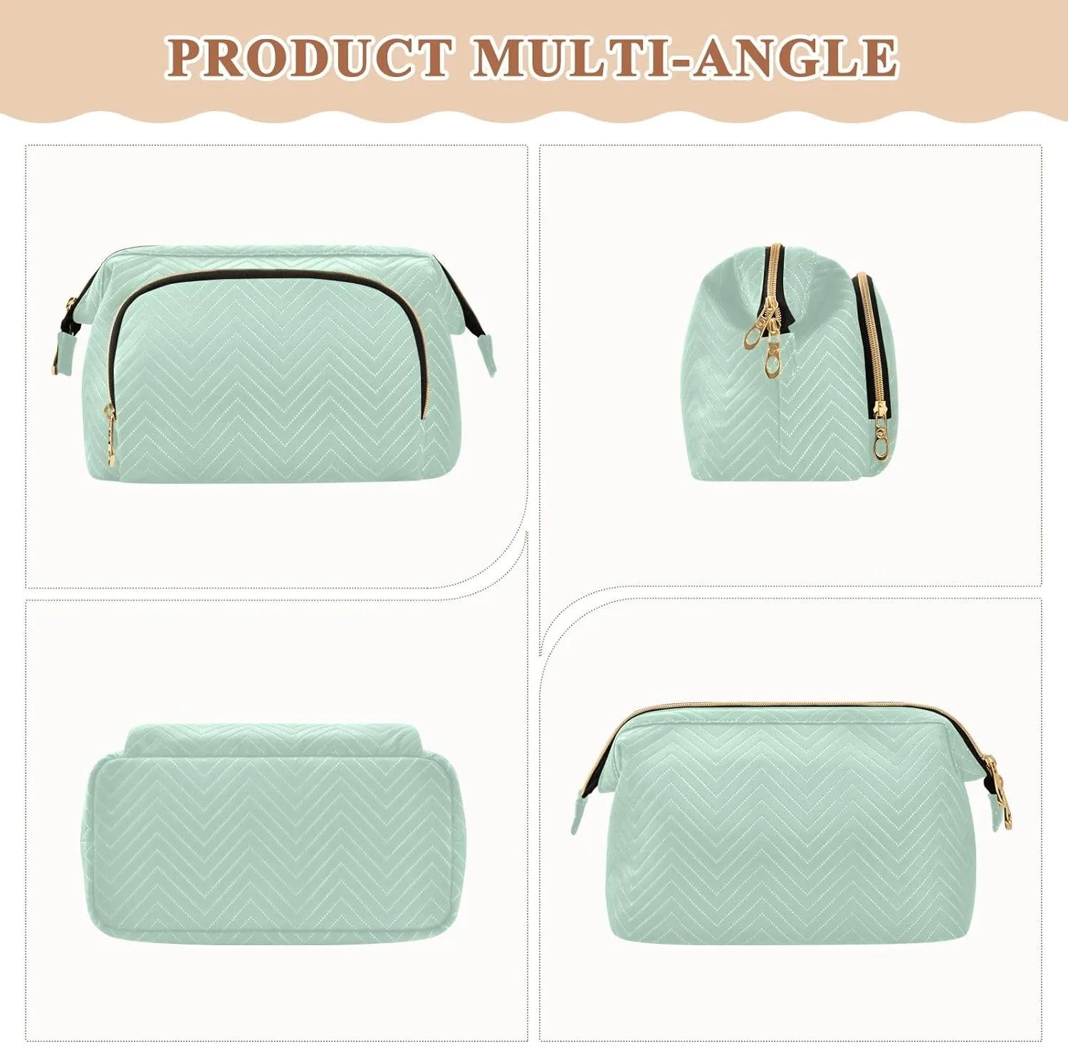 ODAWA Cosmetic Bags Horizon Blue Travel Makeup Organizer Case Toiletry Makeup Bags for Traveling Women