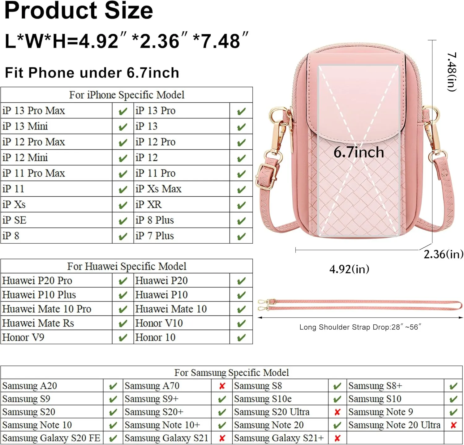 OIDERY Small Crossbody Bags Cell Phone Purse for Women, Leather Shoulder Handbag Wallet Purse with Credit Card Slots