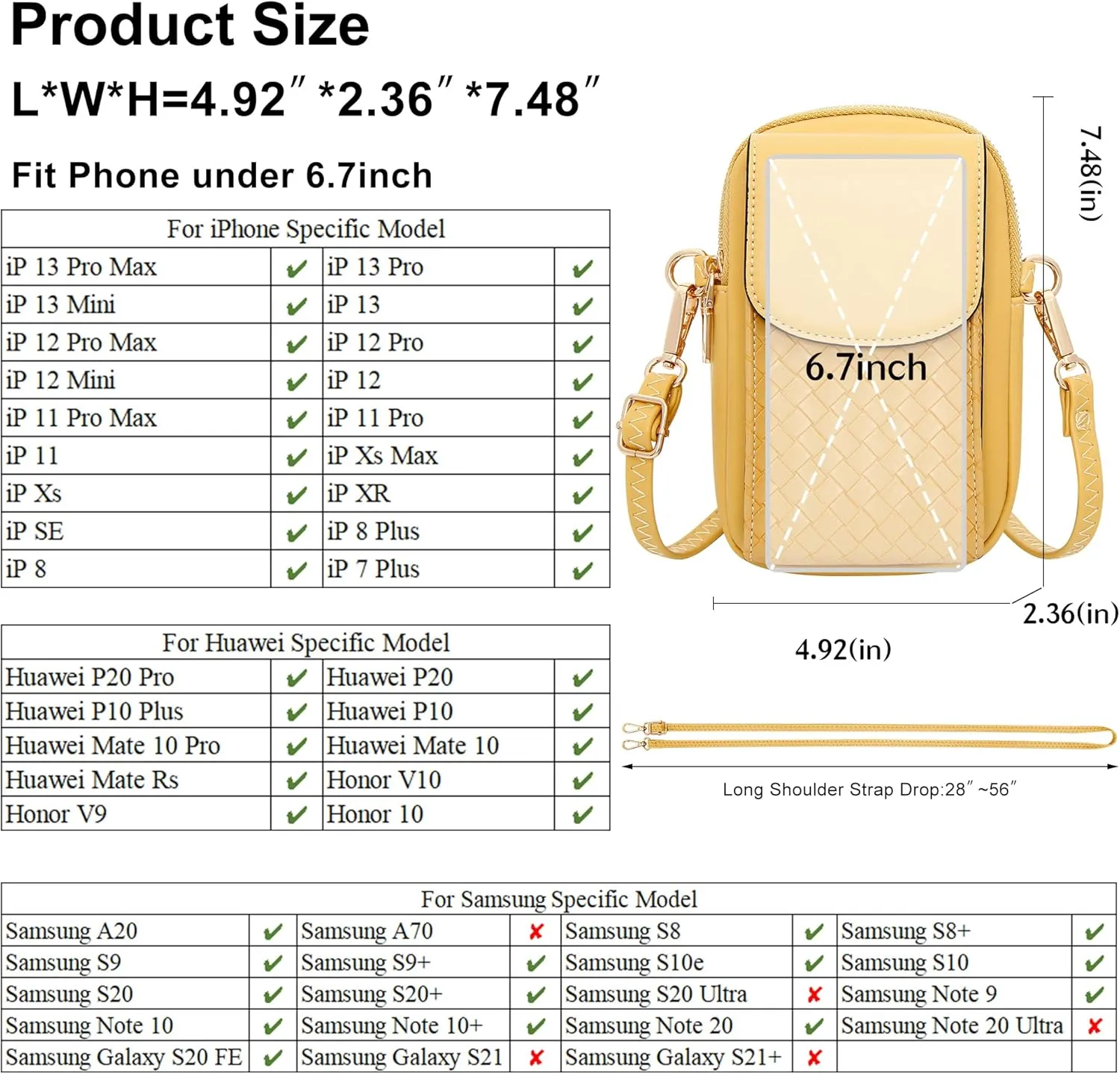 OIDERY Small Crossbody Bags Cell Phone Purse for Women, Leather Shoulder Handbag Wallet Purse with Credit Card Slots