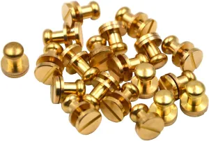 Okones 7mm Solid Brass Leathercraft Buckle Button Feet Nailheads Stud Spike DIY Purse Handbag Pack of 20(base3/8''head2/7''Height3/8'')