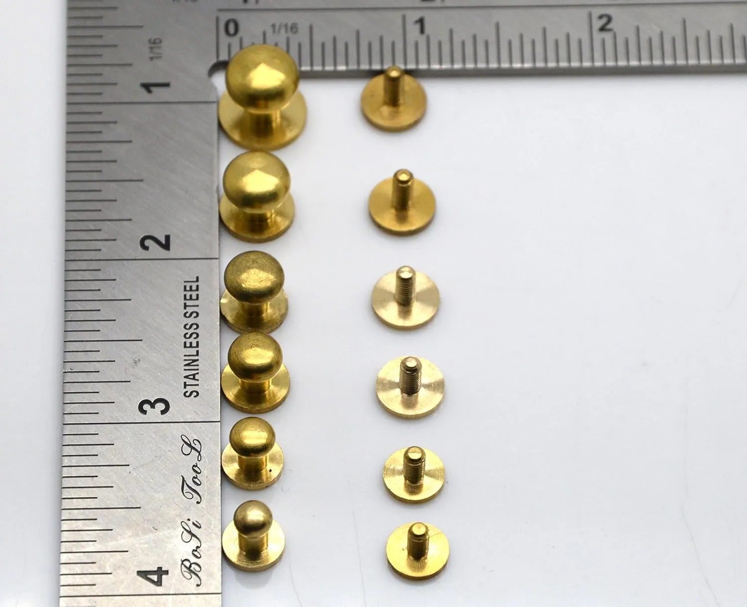 Okones 7mm Solid Brass Leathercraft Buckle Button Feet Nailheads Stud Spike DIY Purse Handbag Pack of 20(base3/8''head2/7''Height3/8'')