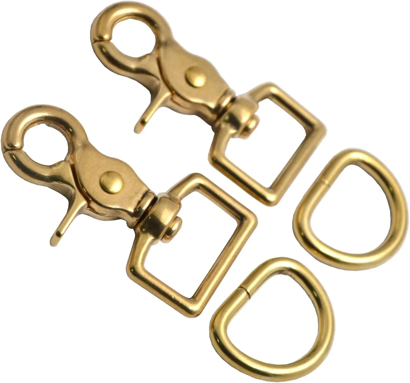 Okones Pack of 2,1'' Inner Width,Solid Brass Square Lobster Clasps Swivel Trigger Clips Hooks for Straps Bags Belting leathercraft(Hook insides 1'')
