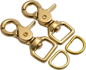 Okones Pack of 2,5/8''(16mm) Inner Width,Solid Brass Square Lobster Clasps Swivel Trigger Clips Hooks for Straps Bags Belting leathercraft (Hook Insides 5/8'')