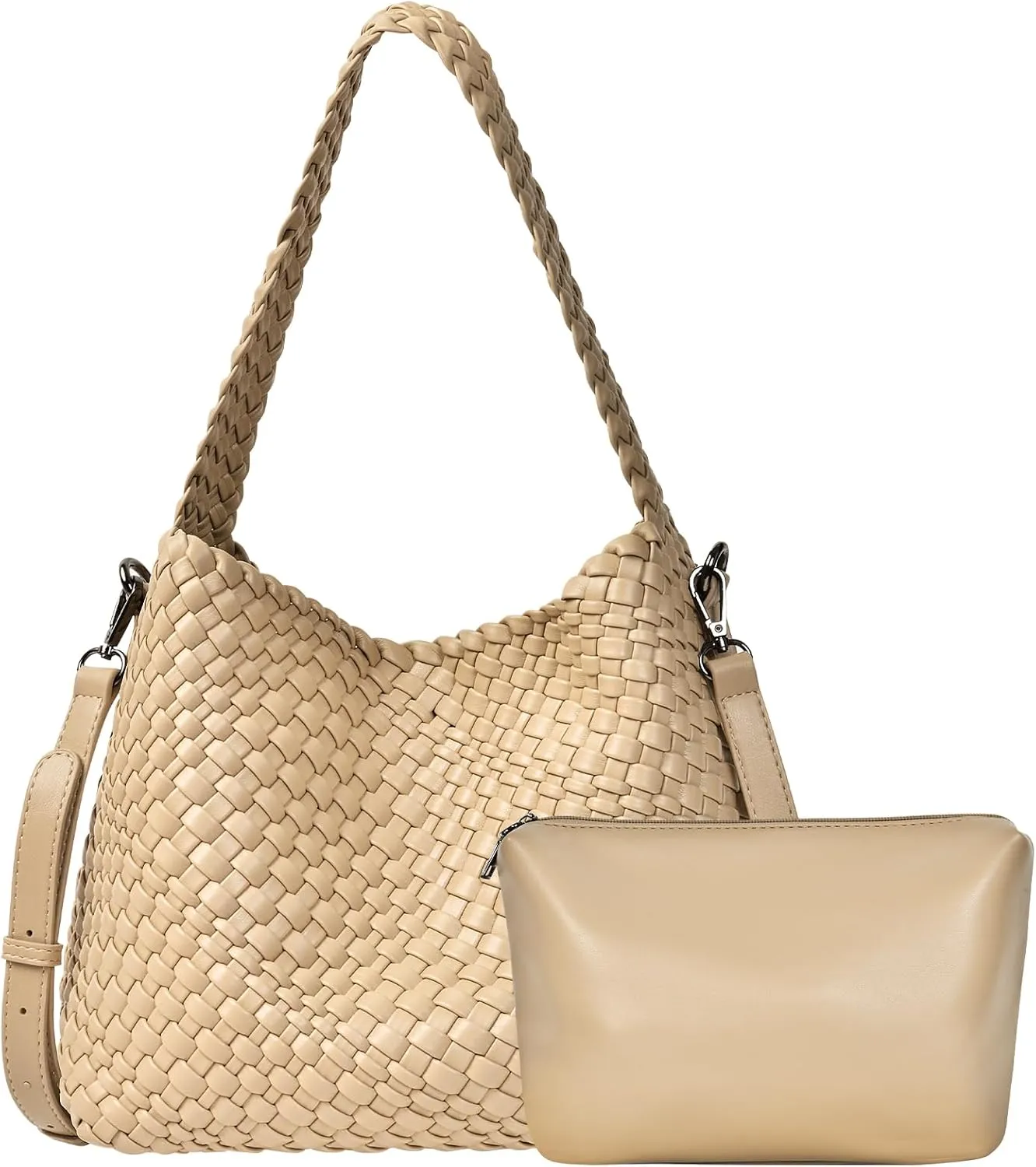 OlyPegic Woven Bag for Women, Woven Tote Bag Vegan Leather Retro Handbag, Handmade Summer Beach Bag Large Capacity Bags