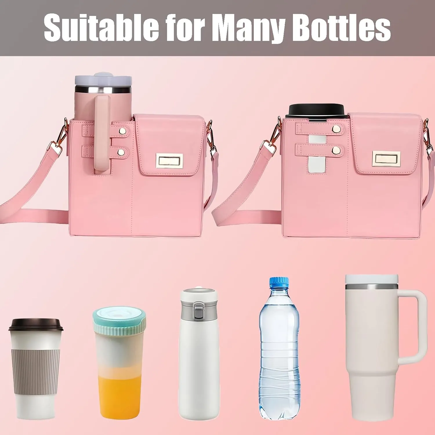 Outdoor Portable Crossbody Water Cup Storage Bag, Purse Cup Holder Bag, Adjustable Women Shoulder Strap Bag for Travel & Daily Use(Blue)