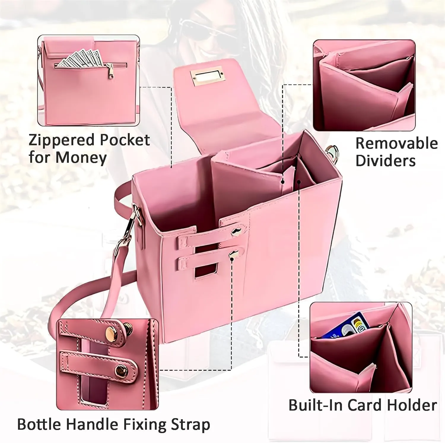 Outdoor Portable Crossbody Water Cup Storage Bag, Purse Cup Holder Bag, Adjustable Women Shoulder Strap Bag for Travel & Daily Use(Blue)