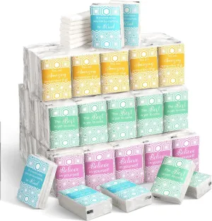 Outus 200 Packs Travel Size Pocket Tissues Individual Facial Tissue Packs Bulk Mini Inspirational Pocket Paper 3 Ply for Family Holiday Travel School Office Car Wedding Party(Geometric)