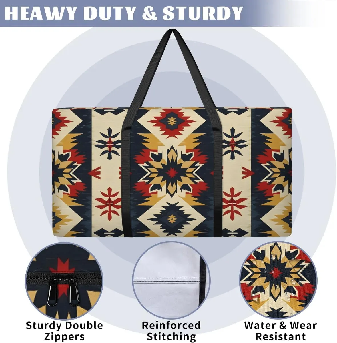 Oversized Moving Bags Aztec Geometric Ethnic Waterproof Storage Totes Large Storage Bags for Clothes Packing Bags for Moving Travel & Clothes Storage