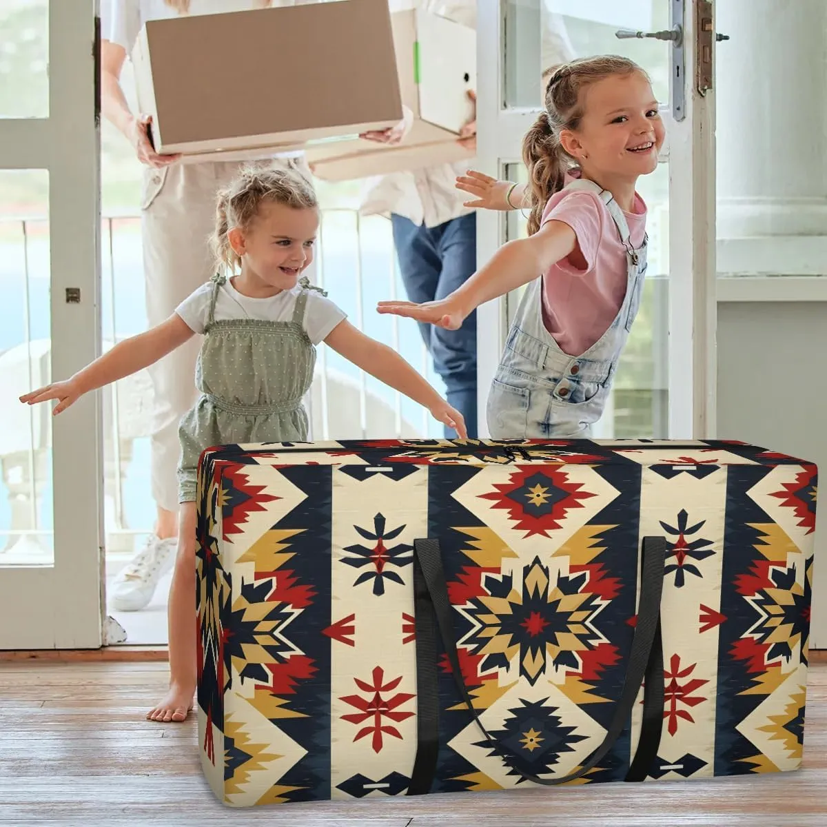 Oversized Moving Bags Aztec Geometric Ethnic Waterproof Storage Totes Large Storage Bags for Clothes Packing Bags for Moving Travel & Clothes Storage