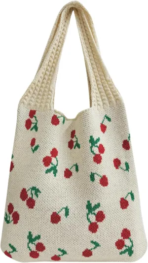 Ovida Cute Bow Tie Crochet Bags for Women Summer Travel Beach Tote Bag Y2k Aesthetic Knit Bag Fairy Grunge Accessories