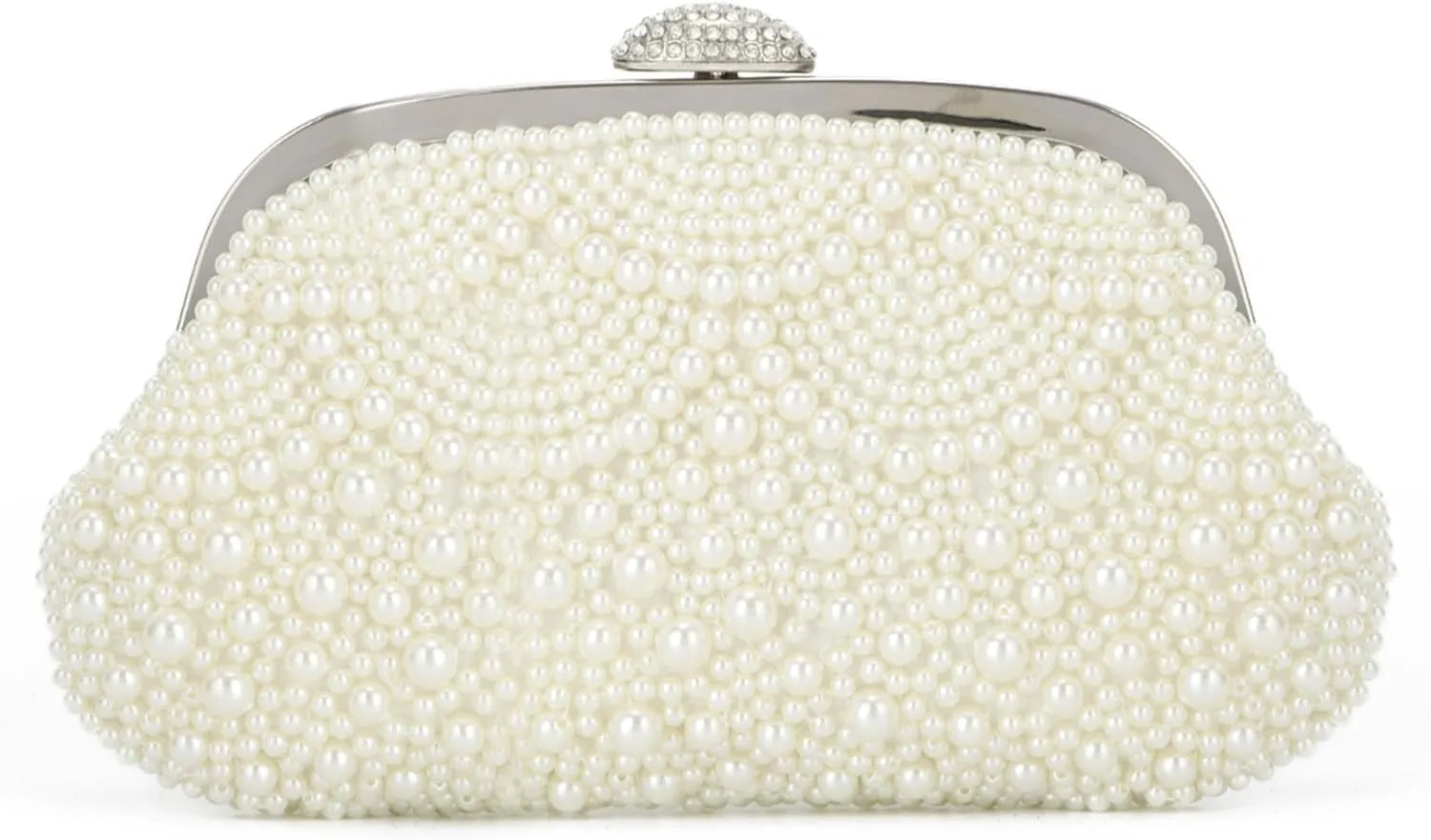 Oweisong Womens Pearl Clutch Purses for Wedding Pearl Bag White Beaded Evening Handbag Ivory Bridal Shoulder Purse