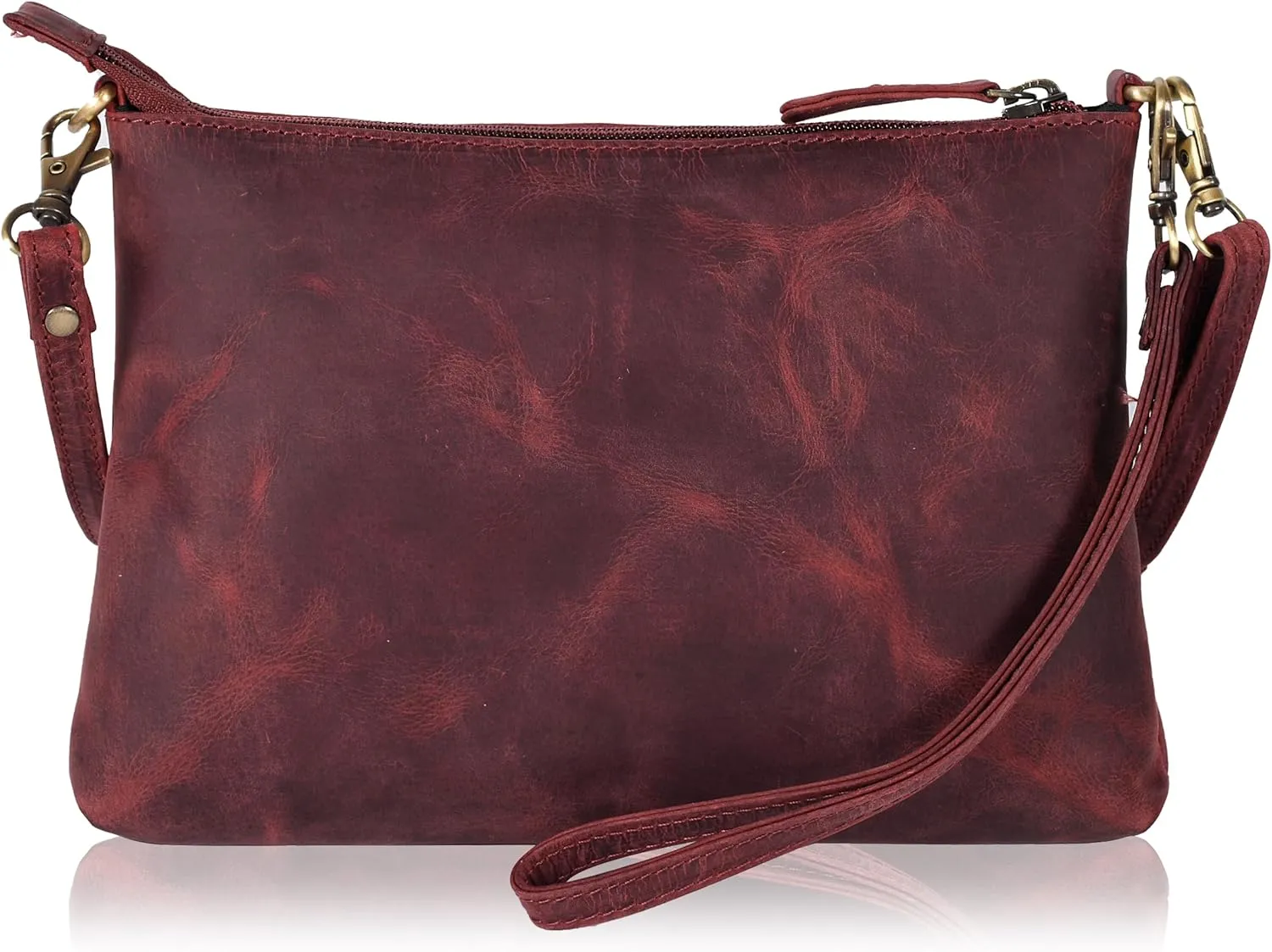 Ozora Leather Small Crossbody Purses for Women Mini Travel Purse with Adjustable Strap Leather Wristlet Purses