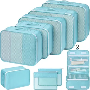 Packing Cubes for Travel - 9 Set Large Travel Cubes Luggage Organizer Bags Set With Laundry Bags/Shoe Bag/Toiletry Bag (Blue)