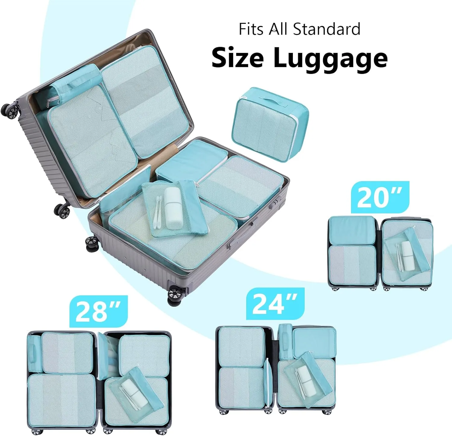 Packing Cubes for Travel - 9 Set Large Travel Cubes Luggage Organizer Bags Set With Laundry Bags/Shoe Bag/Toiletry Bag (Blue)