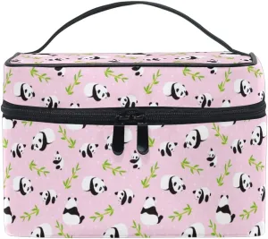 Panda Makeup Bag, Animal Cute Pink Makeup Organizer Bags Toiletry Bag Box Travel Cosmetic Bag Make Up Train Case for Women Teen Girl Ladies