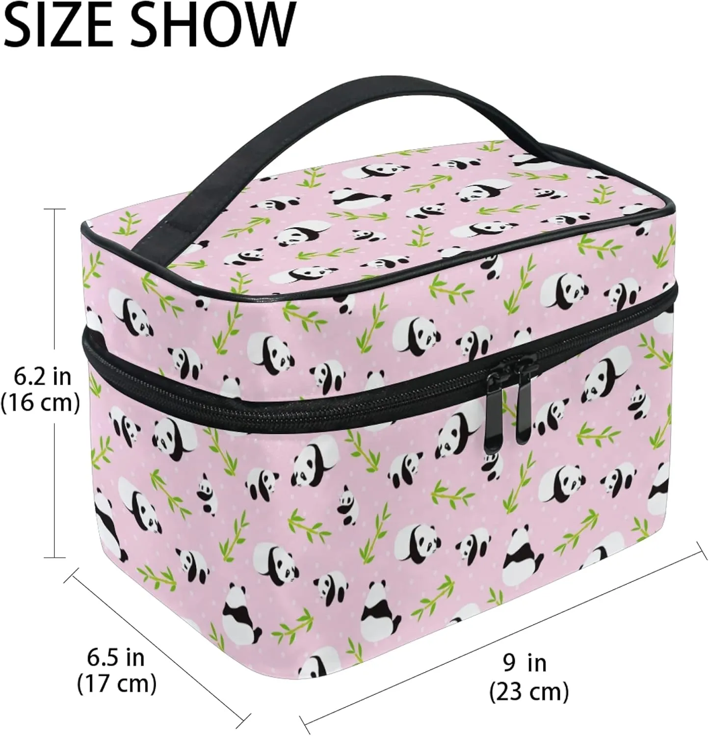 Panda Makeup Bag, Animal Cute Pink Makeup Organizer Bags Toiletry Bag Box Travel Cosmetic Bag Make Up Train Case for Women Teen Girl Ladies