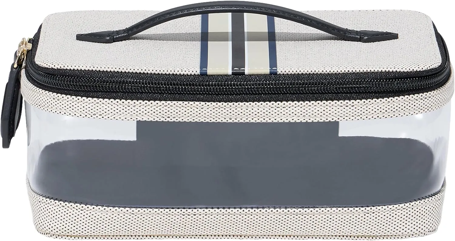 Paravel Cabana See-All Vanity Case | Made with Recycled Canvas Material & Vegan Leather | Premium See Through Travel Toiletry Bag | Regular, Domino Black