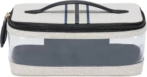 Paravel Cabana See-All Vanity Case | Made with Recycled Canvas Material & Vegan Leather | Premium See Through Travel Toiletry Bag | Regular, Domino Black