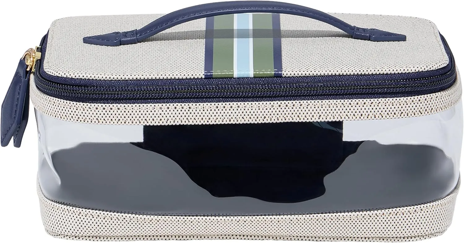 Paravel Cabana See-All Vanity Case | Made with Recycled Canvas Material & Vegan Leather | Premium See Through Travel Toiletry Bag | Regular, Marlin