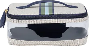 Paravel Cabana See-All Vanity Case | Made with Recycled Canvas Material & Vegan Leather | Premium See Through Travel Toiletry Bag | Regular, Marlin