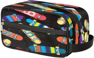 Pardick Hand Drawn Skateboard Travel Toiletry Bag for Women Men Lightweight Cosmetic Makeup Bag Organizer Waterproof Shaving Bag Dopp Kit with Large Capacity for Toiletries and Shaving Accessories