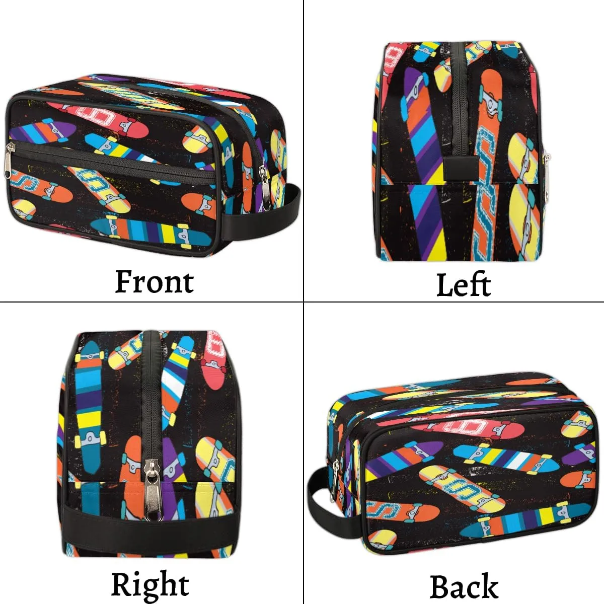Pardick Hand Drawn Skateboard Travel Toiletry Bag for Women Men Lightweight Cosmetic Makeup Bag Organizer Waterproof Shaving Bag Dopp Kit with Large Capacity for Toiletries and Shaving Accessories