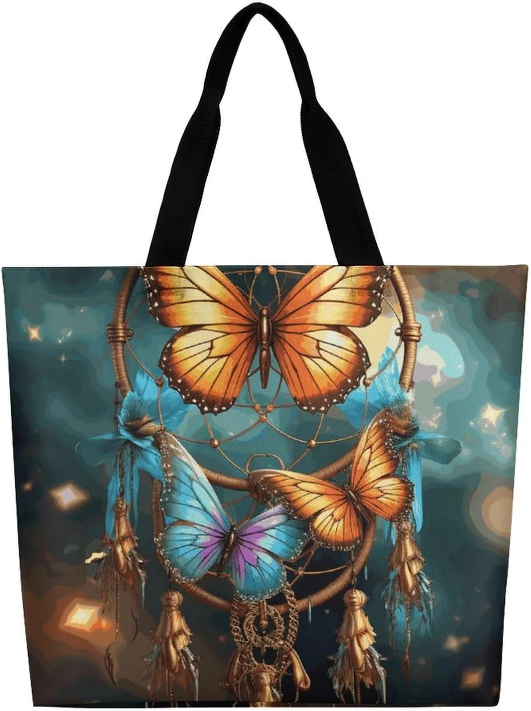 Peach Leafed Flower Tote Bags, Reusable Grocery Bags, Large Shopping Bag, Shoulder Bag for Women