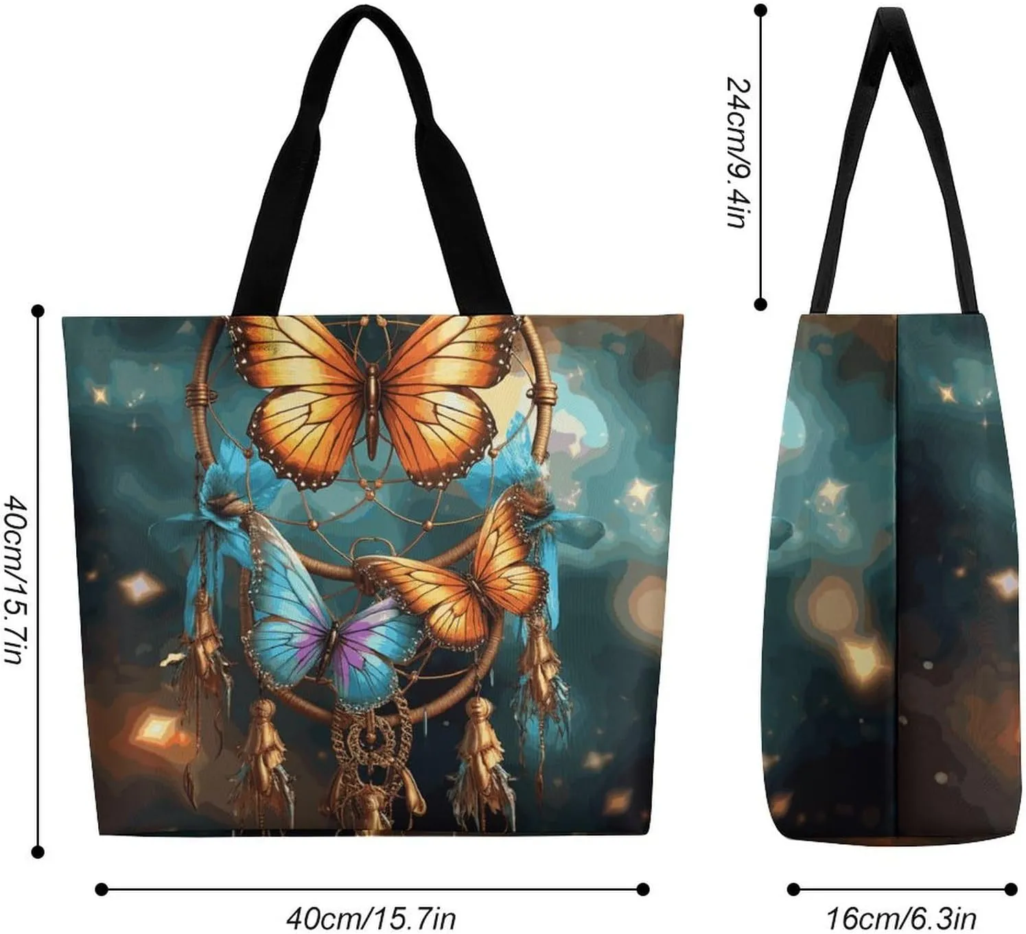 Peach Leafed Flower Tote Bags, Reusable Grocery Bags, Large Shopping Bag, Shoulder Bag for Women