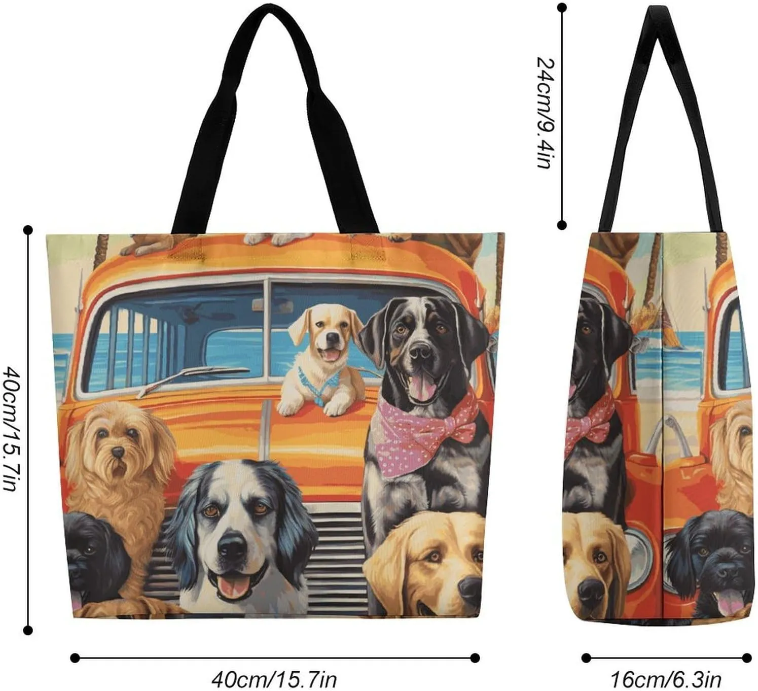 Peach Leafed Flower Tote Bags, Reusable Grocery Bags, Large Shopping Bag, Shoulder Bag for Women