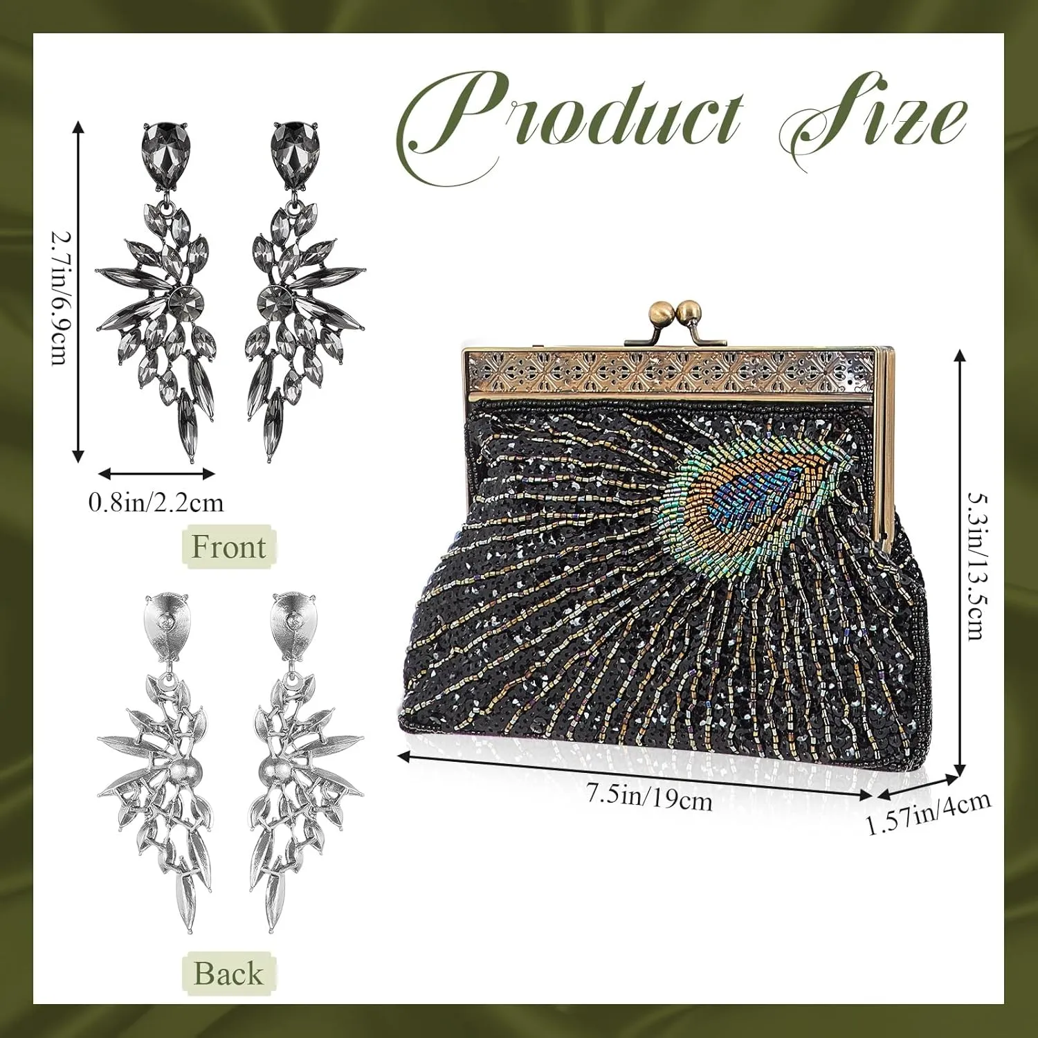 Peacock Purses Peacock Earrings Peacock Clutch Bags Dangle Earrings Women's Evening Handbags for Parties Wedding