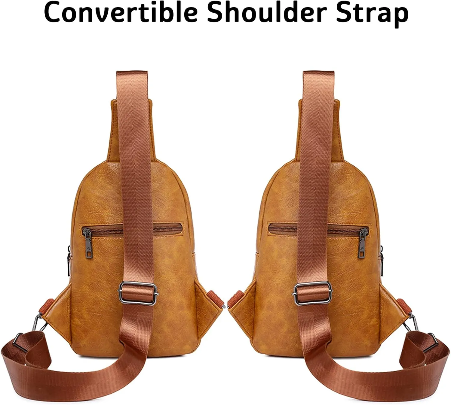 Peicees Leather Sling Bag For Women Waterproof Crossbody Bag Chest Bag Fashionable Small Backpack Purse For Travel Hiking