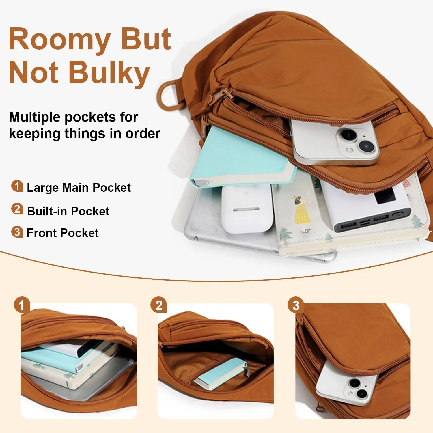 Peicees Small Sling Bag For Women Mens Crossbody Backpack Purse Fashionable Fanny Pack Shoulder Bag For Casual Travel Hiking
