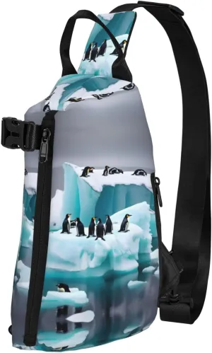 Penguins On The Iceberg Print Crossbody Backpack Casual Adjustable Bag Multifunctional Sling Backpack