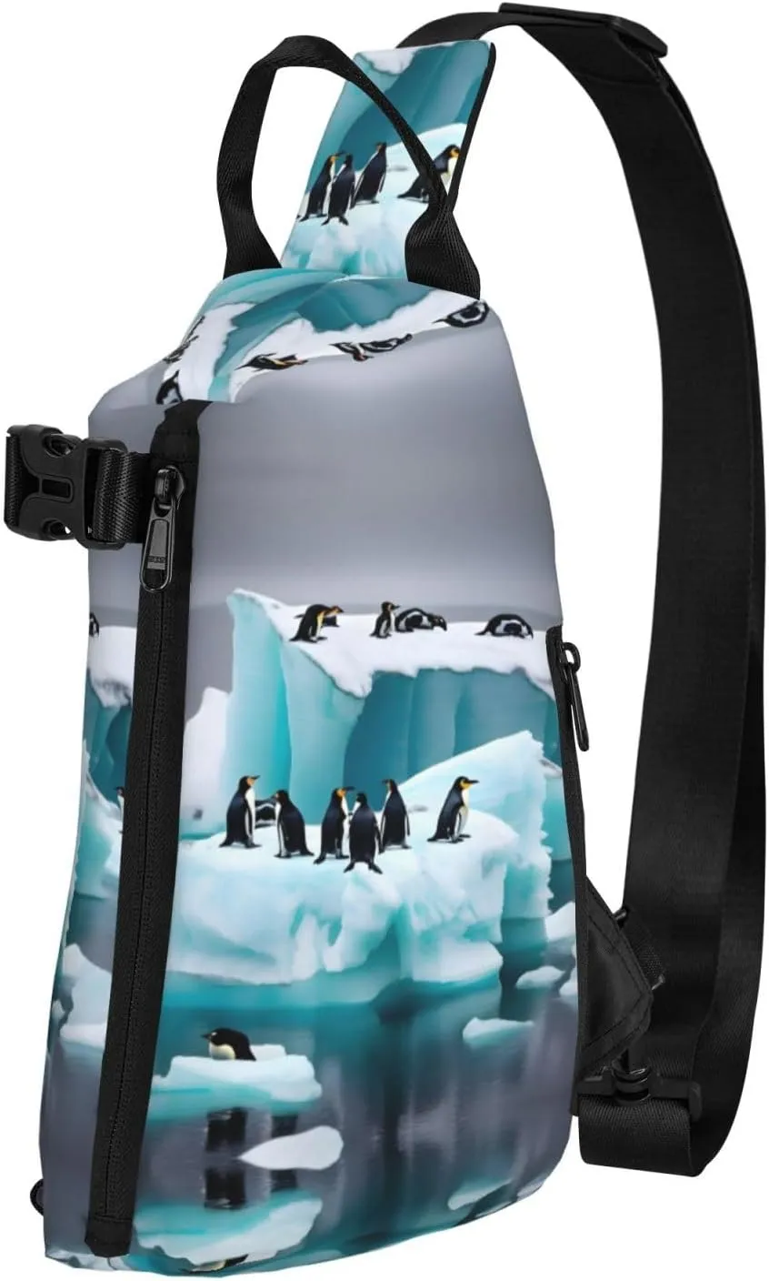 Penguins On The Iceberg Print Crossbody Backpack Casual Adjustable Bag Multifunctional Sling Backpack