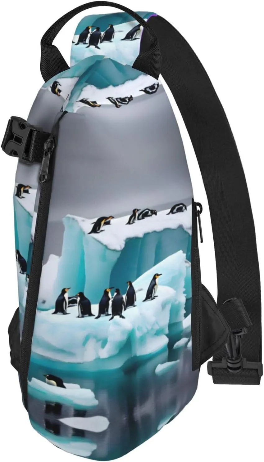 Penguins On The Iceberg Print Crossbody Backpack Casual Adjustable Bag Multifunctional Sling Backpack