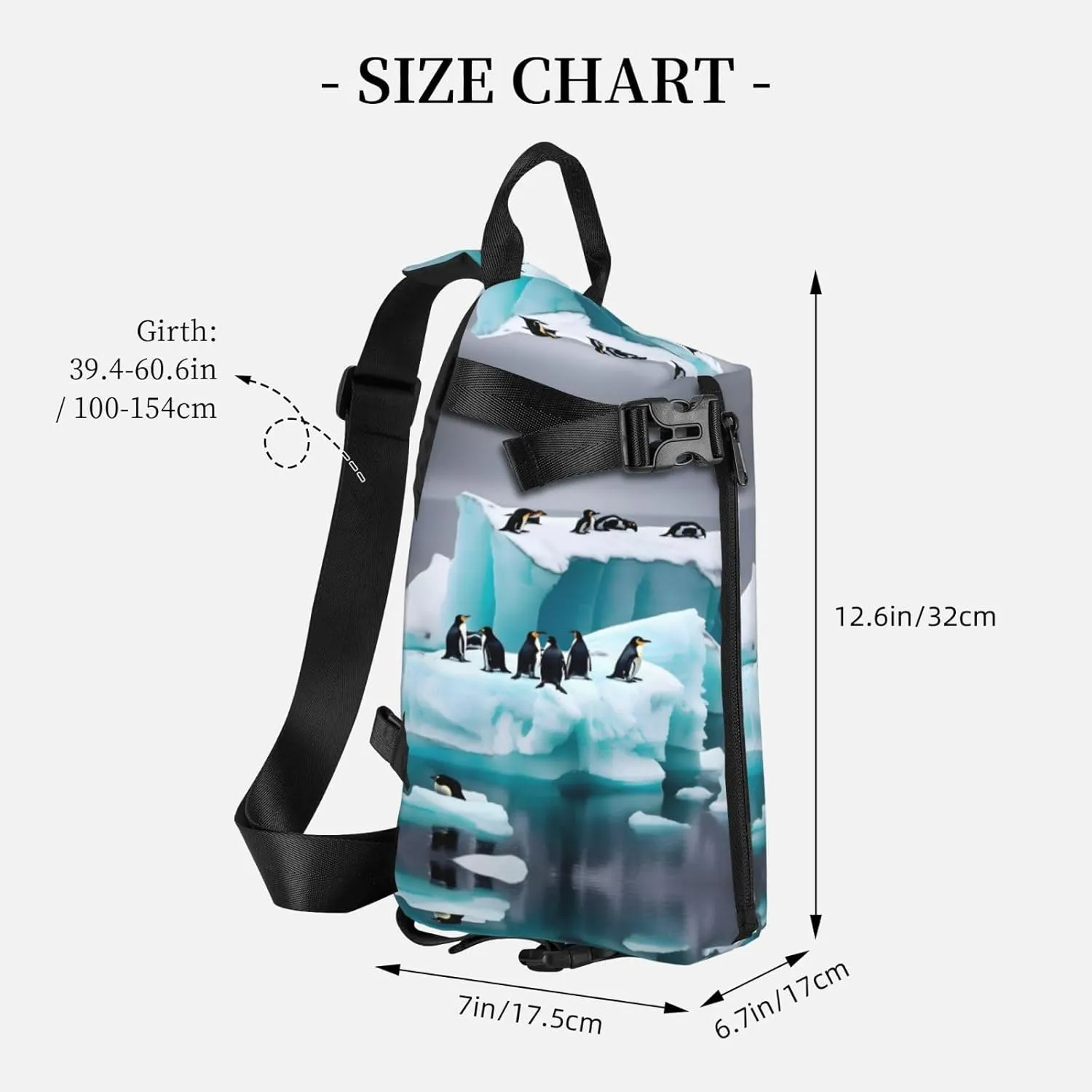 Penguins On The Iceberg Print Crossbody Backpack Casual Adjustable Bag Multifunctional Sling Backpack