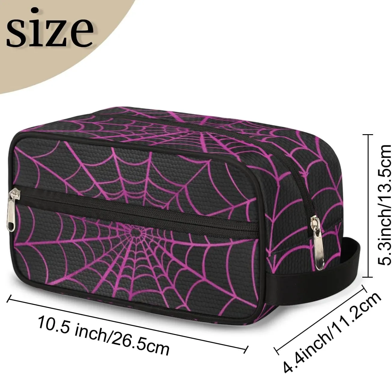 Personalized Gift Travel Makeup Bag Cosmetic Bag for Man Boy, Custom Shaving Bag Make Up Bag Organizer Toiletry Bag Christmas Birthday Gift for Boys Purple Black Spider Web