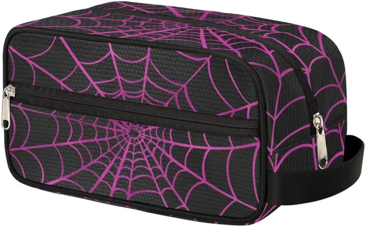 Personalized Gift Travel Makeup Bag Cosmetic Bag for Man Boy, Custom Shaving Bag Make Up Bag Organizer Toiletry Bag Christmas Birthday Gift for Boys Purple Black Spider Web