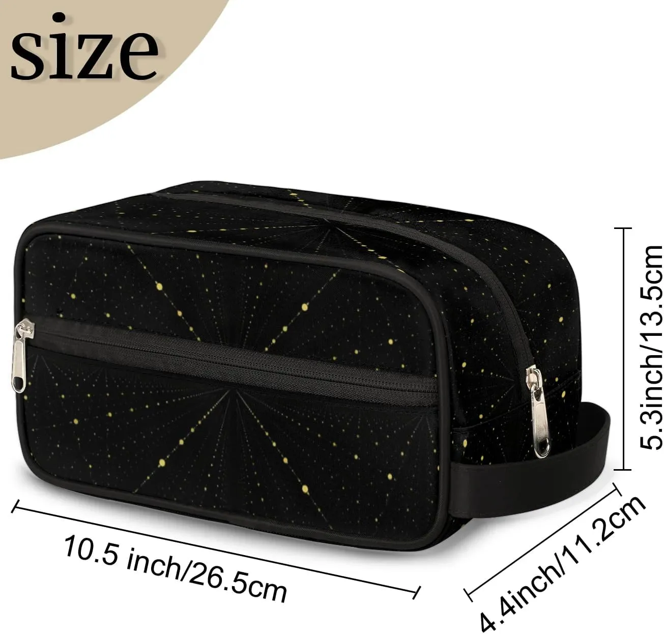 Personalized Gift Travel Makeup Bag Cosmetic Bag for Man Boy, Custom Shaving Bag Make Up Bag Organizer Toiletry Bag Christmas Birthday Gift for Boys Spce Dot Gold