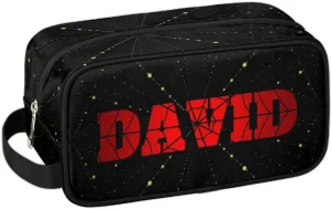 Personalized Gift Travel Makeup Bag Cosmetic Bag for Man Boy, Custom Shaving Bag Make Up Bag Organizer Toiletry Bag Christmas Birthday Gift for Boys Spce Dot Gold