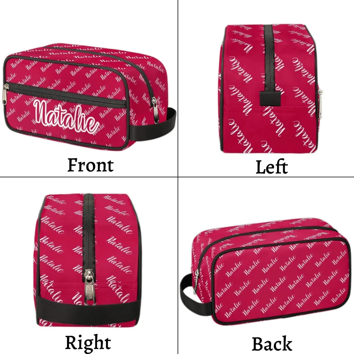 Personalized Gift Travel Makeup Bag for Women Man, Custom Cosmetic Bag Make Up Bag Organizer Toiletry Bag Christmas Birthday Gift for Girls Boys Name Red