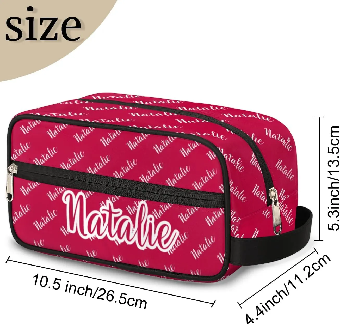 Personalized Gift Travel Makeup Bag for Women Man, Custom Cosmetic Bag Make Up Bag Organizer Toiletry Bag Christmas Birthday Gift for Girls Boys Name Red