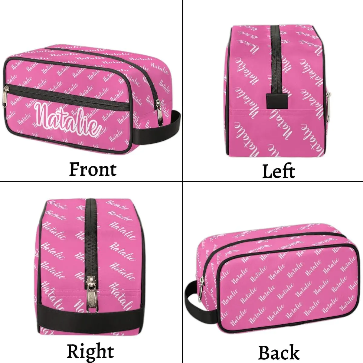 Personalized Gift Travel Makeup Bag for Women Man, Custom Cosmetic Bag Make Up Bag Organizer Toiletry Bag Christmas Birthday Gift for Girls Boys Pink Name