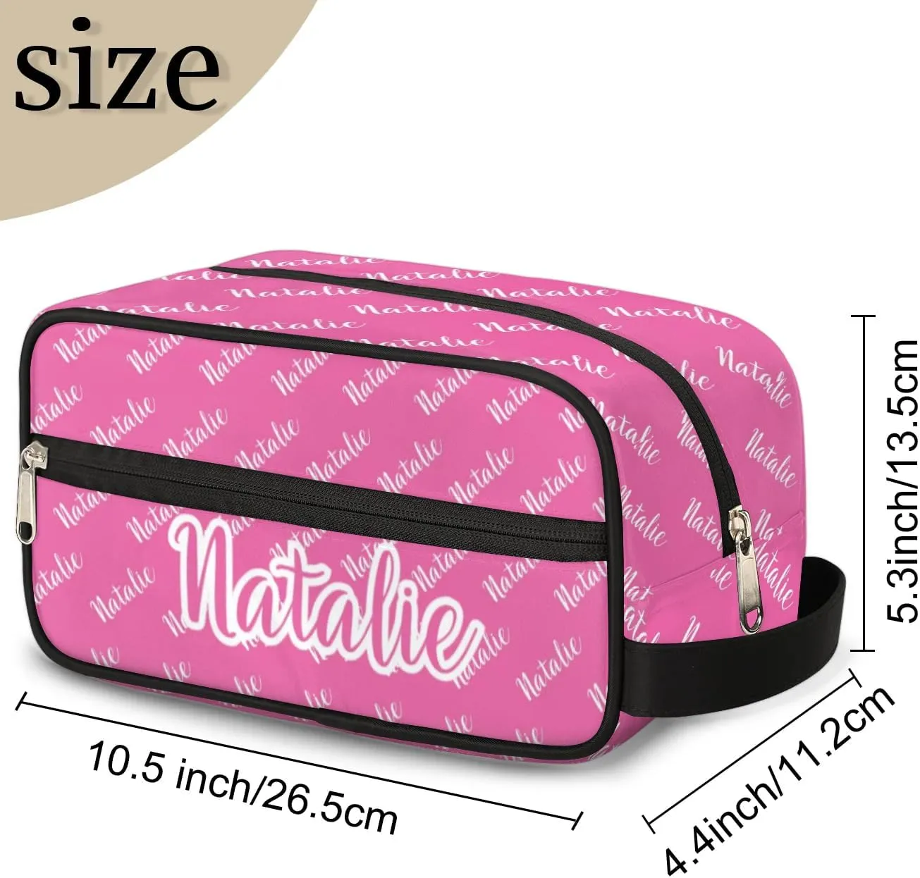 Personalized Gift Travel Makeup Bag for Women Man, Custom Cosmetic Bag Make Up Bag Organizer Toiletry Bag Christmas Birthday Gift for Girls Boys Pink Name