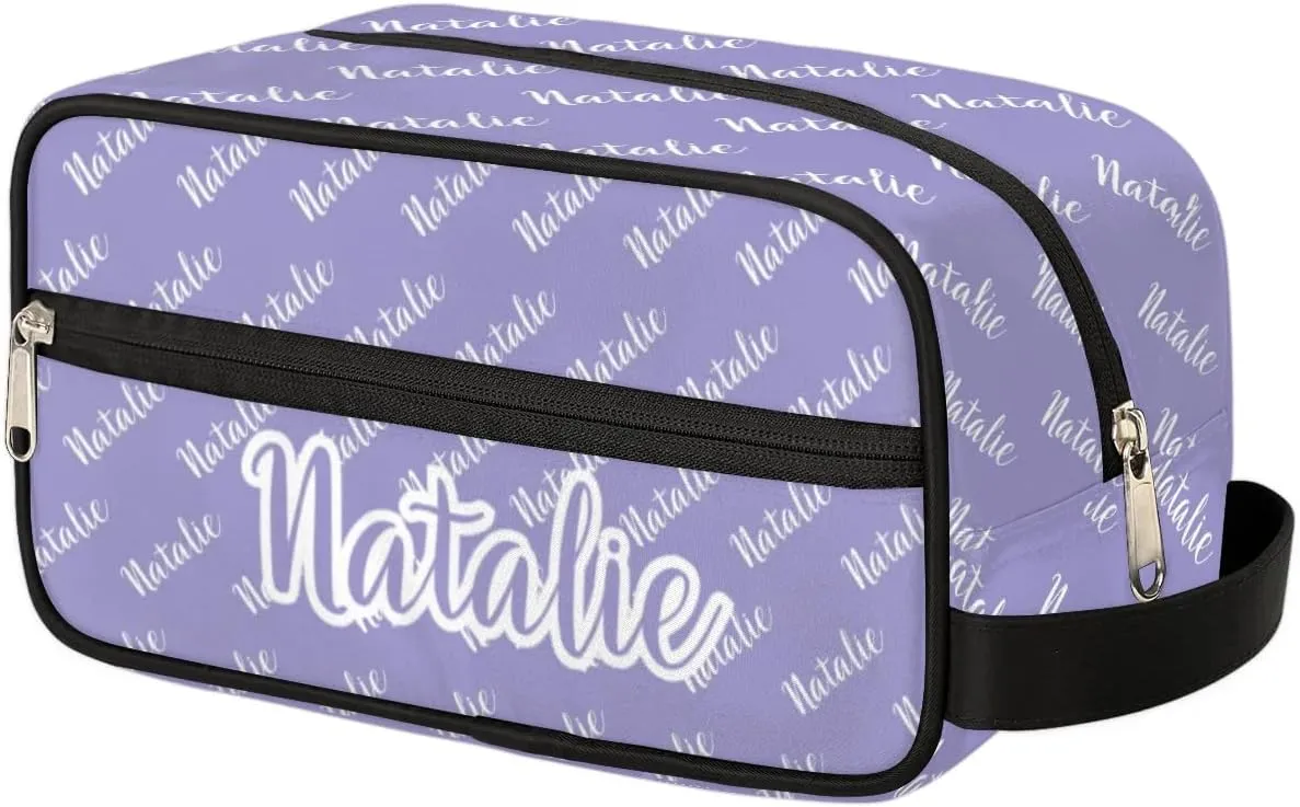 Personalized Gift Travel Makeup Bag for Women Man, Custom Cosmetic Bag Make Up Bag Organizer Toiletry Bag Christmas Birthday Gift for Girls Boys Purple Name