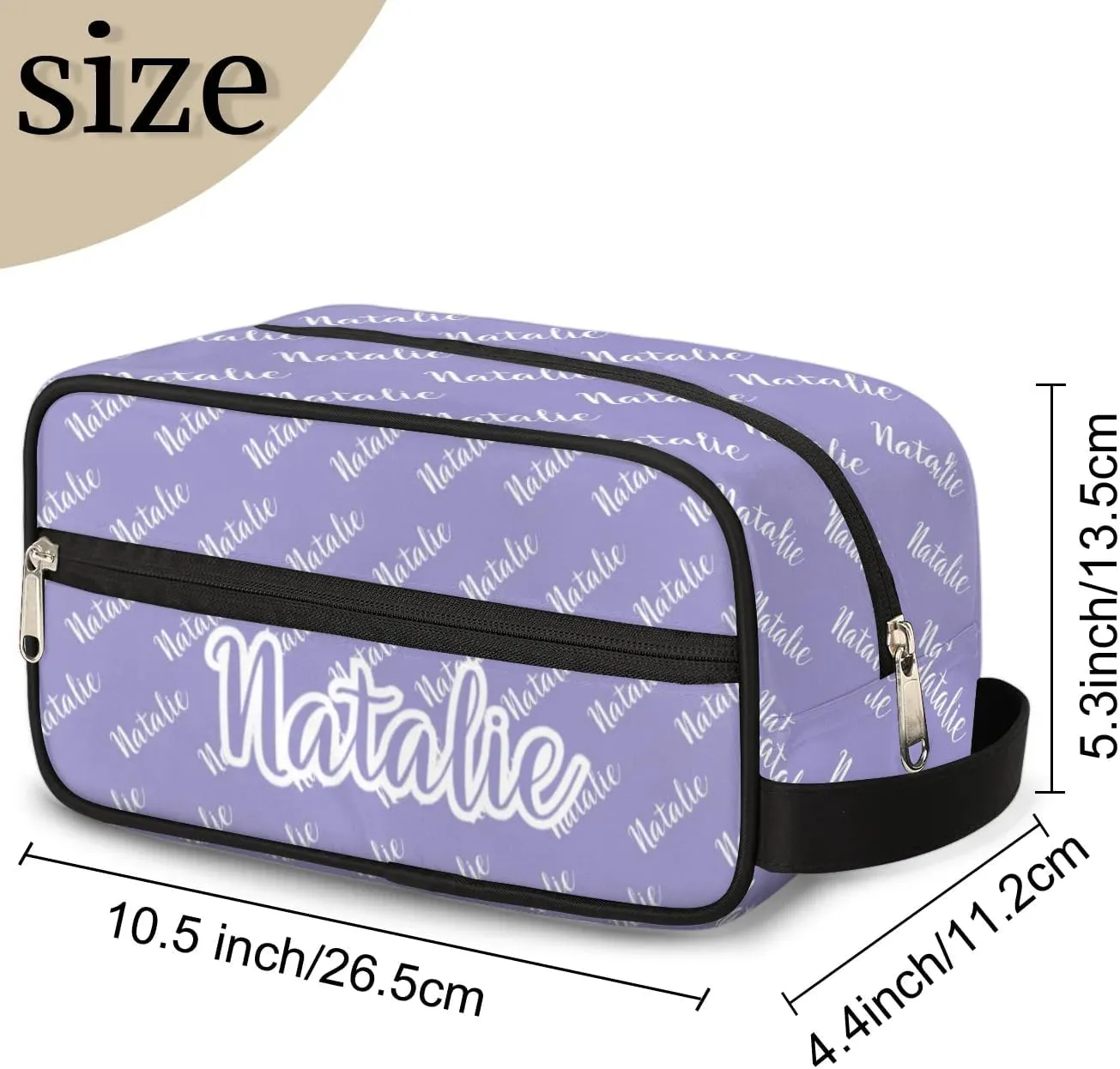 Personalized Gift Travel Makeup Bag for Women Man, Custom Cosmetic Bag Make Up Bag Organizer Toiletry Bag Christmas Birthday Gift for Girls Boys Purple Name