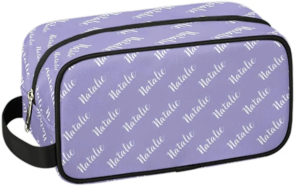 Personalized Gift Travel Makeup Bag for Women Man, Custom Cosmetic Bag Make Up Bag Organizer Toiletry Bag Christmas Birthday Gift for Girls Boys Purple Name