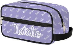 Personalized Gift Travel Makeup Bag for Women Man, Custom Cosmetic Bag Make Up Bag Organizer Toiletry Bag Christmas Birthday Gift for Girls Boys Purple Name