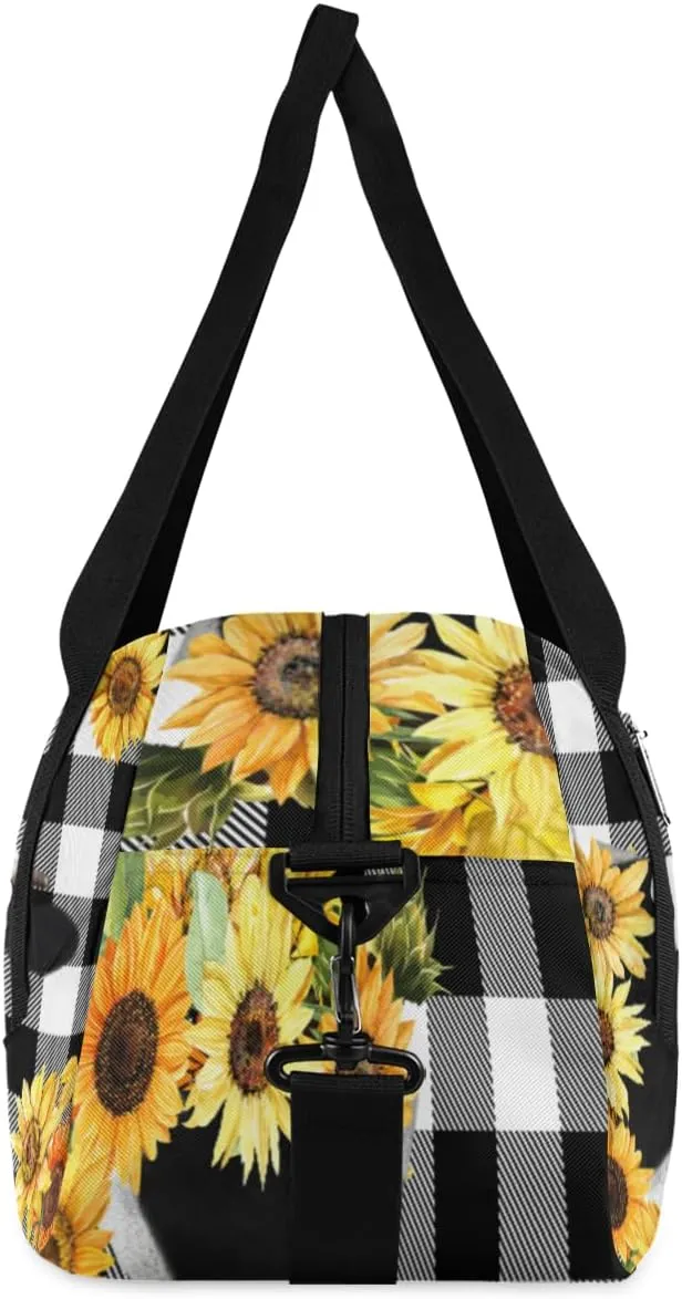Personalized Kids Duffel Bag Geometric Cute Sunflower Cow,Custom Sport Gym Bag for Boys Girls,WWeekender Overnight Bags Travel Duffel Bag,Customized Kids Gift