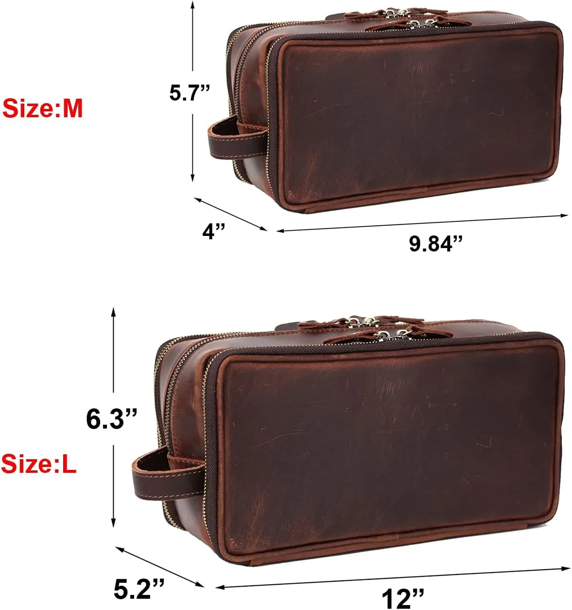 Personalized Leather Toiletry Bag for Men Travel Shaving Dopp Kit-Large Cosmetic Bags Toiletries Bathroom Organizer
